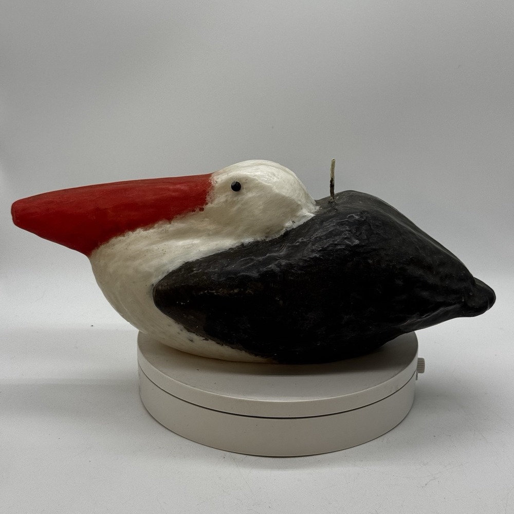 Vtg Ocean Pelican Unlit Wax Candle Beach House Decor Coastal Large 12" Bird